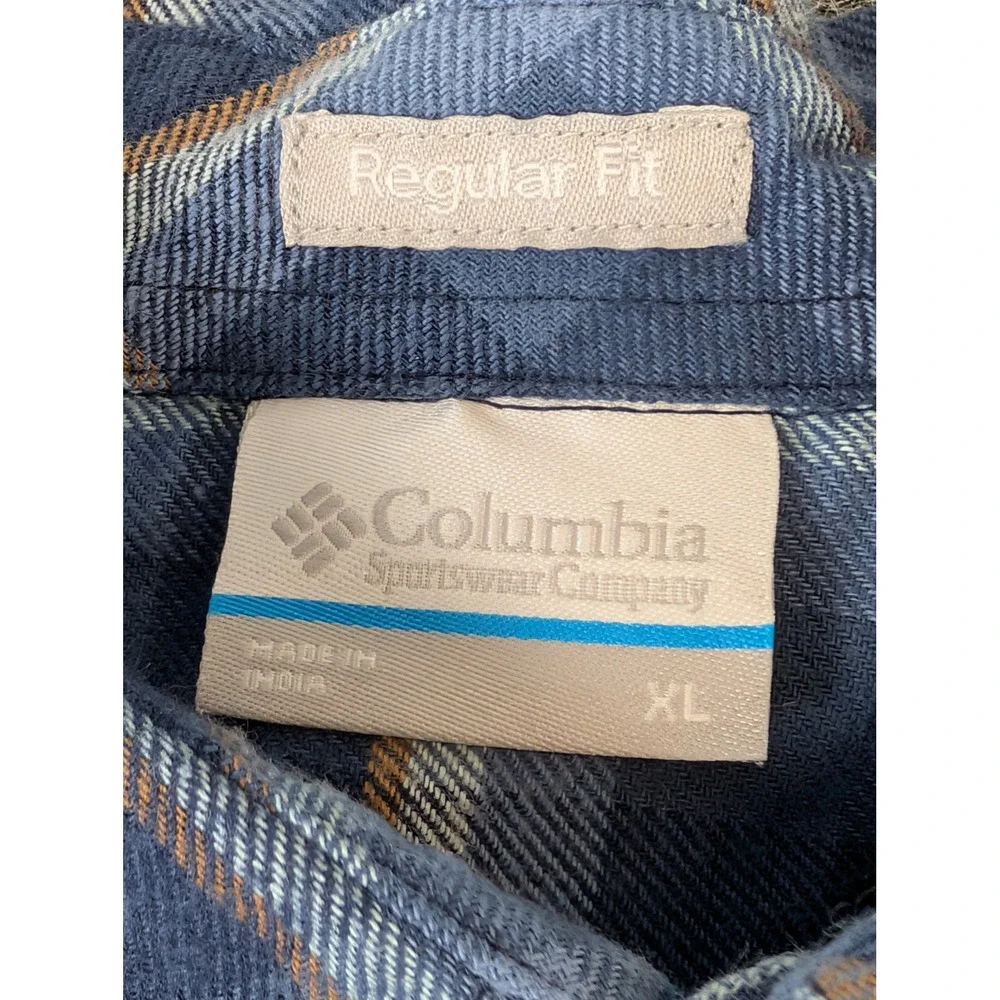 Columbia Omni-Wick Mens XL Blue Plaid Long Sleeve Button Down Shirt Stretch EUC